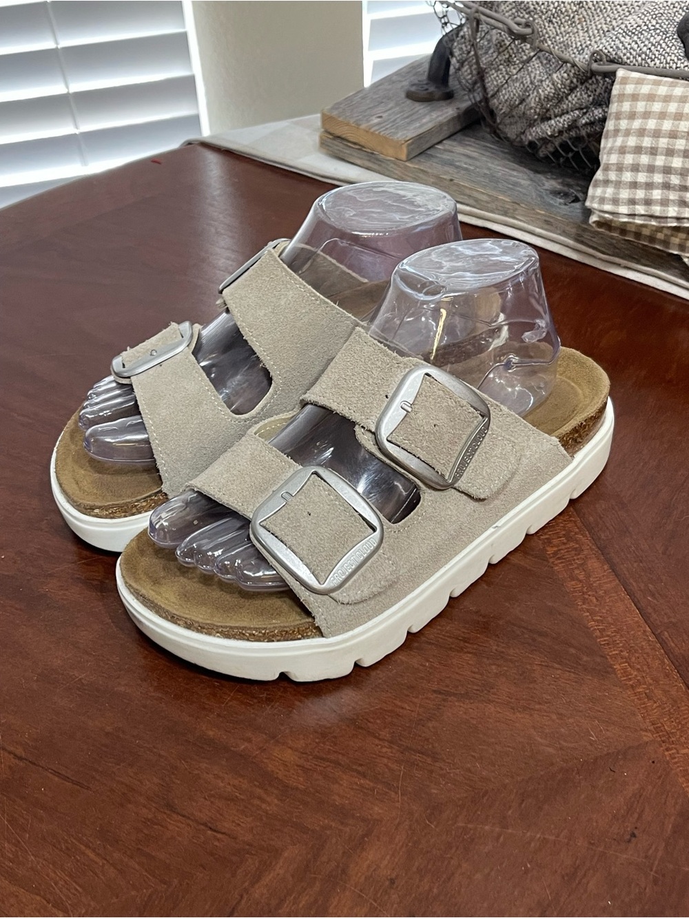 Project Cloud Greece Chunky Platform Sandals Suede Double Buckle